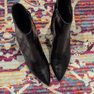 Thursday Boot Company Black Croc-Embossed Ankle Boots